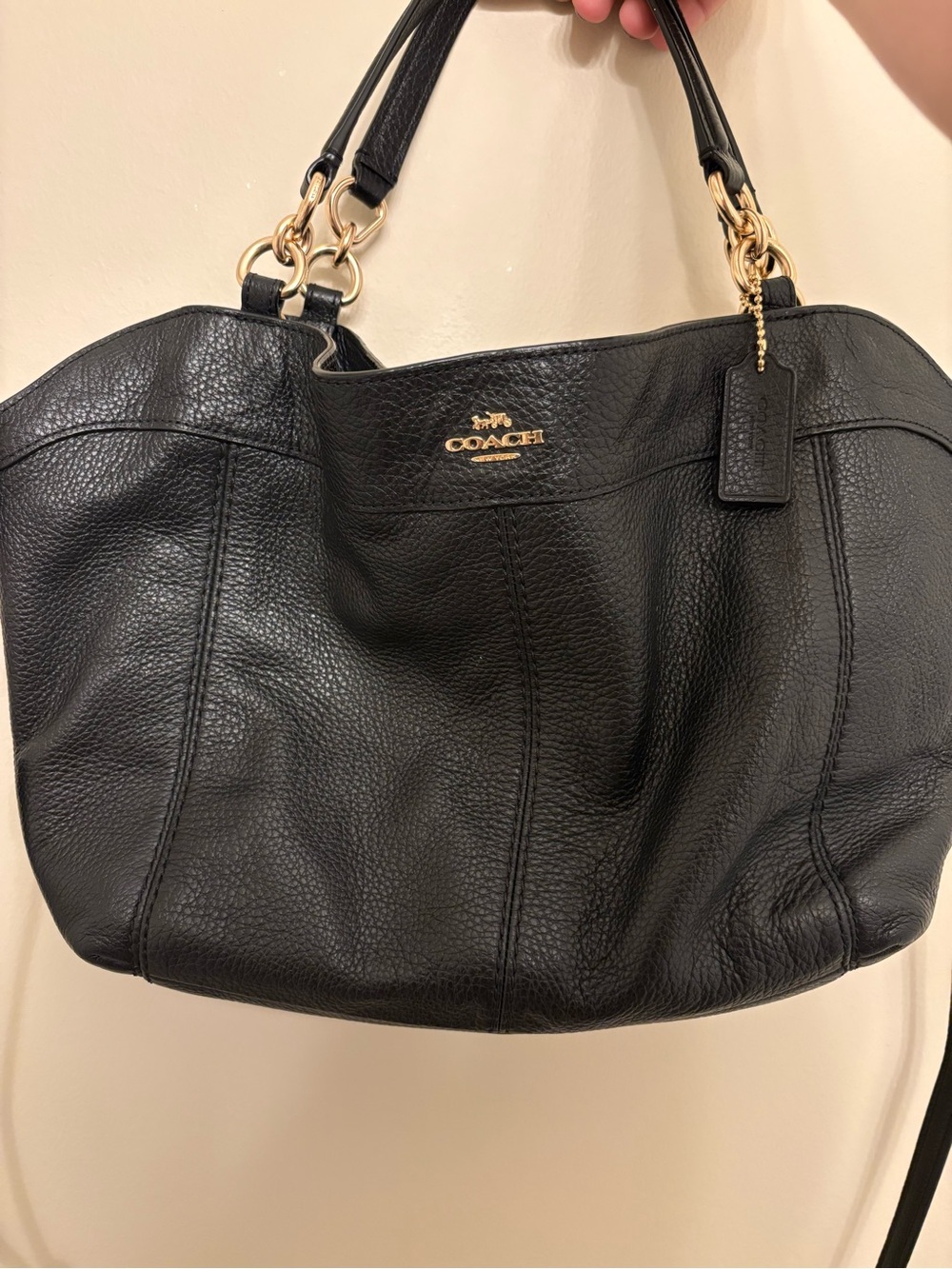 Coach Black Pebbled Leather Tote with Gold Hardware